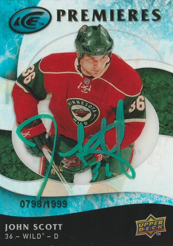 John Scott - Signed 2009-10 Upper Deck Ice Premieres /1999 Rookie Card #112 - Image 1 of 1