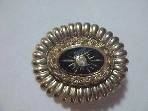 Ovale Anstecknadel Brosche Stern geplatzt Onyx & Strass Vintage wunderschön 19 Jh. - Bild 1 von 1