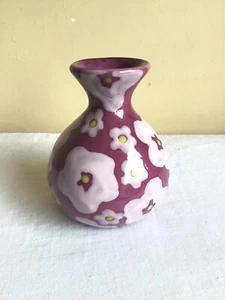 Anthropologie Purple Pink Raised Hand Painted Daisy Flower Ceramic Bud Vase - Picture 1 of 8