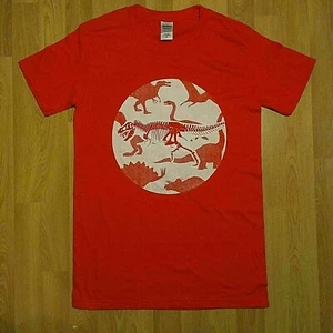 T-REX Dinosaurier Skelton Halftone Herren rotes T-Shirt in Größe Small / Large / XL - Bild 1 von 3