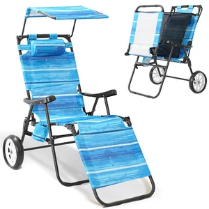 SLSY Folding Beach Cart Chairs with 8‘/10'' Wheels 2 in 1 Beach Chair Cart - Picture 1 of 44