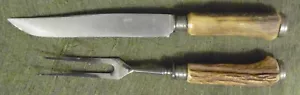 Hirschhorn Tranchierbesteck , 32 cm , rostfrei , Messer mit Bild auf der Klinge - Bild 1 von 5