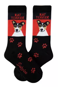 Rat Terrier Crew Socks Unisex Red - Picture 1 of 1