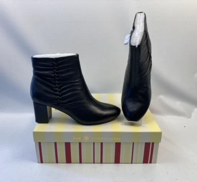 Bettye Muller NOVO Deena Preto Macio Couro Napa Salto Botas de Tornozelo Tamanho 10M Novo Na Caixa - Imagem 1 de 4