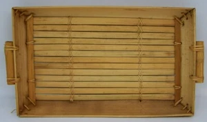 BAMBOO SERVING TRAY - WITH HANDLES - MEASURES APPROX. 2" x 9" x 15" - Picture 1 of 3