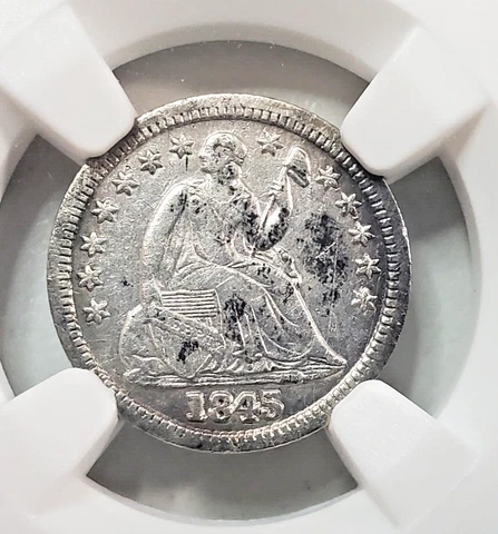 Lovely 1845 Seated Liberty Silver Half Dime High Luster & X-Fine Details Cover