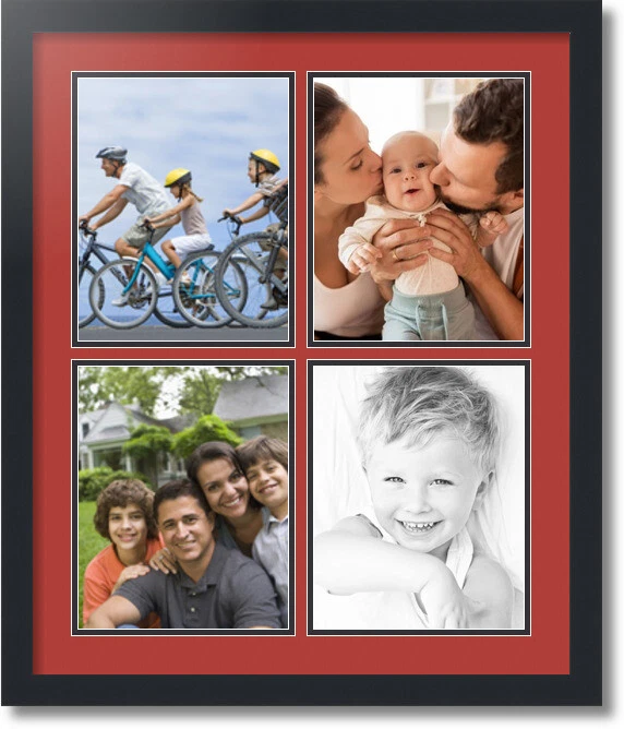 ArtToFrames Collage Mat Picture Photo Frame 4 8x10" Openings in Satin Black 550 - Image 1 of 1