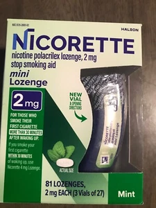 Nicorette Stop Smoking Aid Mint exp 3/2026 2mg 81 Mini Lozenges 3 vials of 27 - Picture 1 of 1
