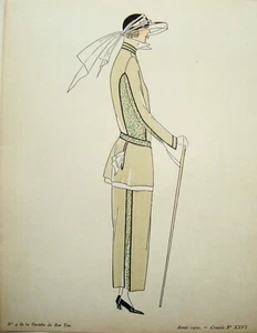 Jugendstil Mode echte Graphik 1922 Gazette du Bon Ton Pochoir Croquis Nr. XXVI - Picture 1 of 1