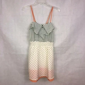 Xhilaration Dress XS Gray, White & Coral Polka Dot Summer Dress - Picture 1 of 3