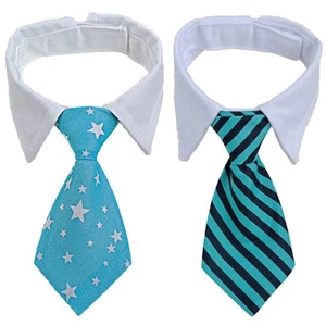 2PCS Colorful Striped Pet Grooming Supplies Formal Dog Necktie Bow Tie Collar - Picture 1 of 10