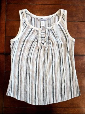 Top Two Star Dog de Stella Carakasi Talla XS Gris Marfil Tostado Rayas Sin Mangas Foto 1 de 4