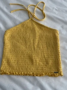 Hollister Stretch Halter Top Size XS Yellow Excellent Condition - Picture 1 of 4