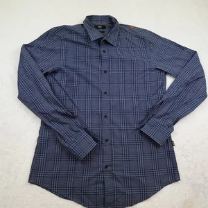 BOSS Hugo Boss Shirt Mens Medium Blue Ronni Slim Fit Plaid Button Down 50296006 - Picture 1 of 9