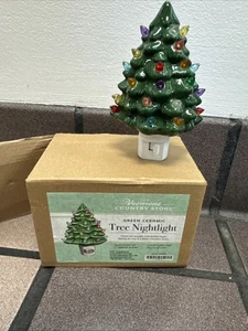 Pair of Vermont Country Store Ceramic Christmas Tree Night Lights- New in Box - Picture 1 of 6