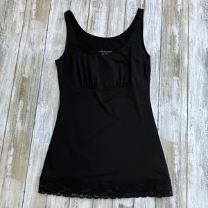 Miraclesuit Camisole Tank Top Shapewear Sz M Black Lace Trim Slimming Support - Picture 1 of 5