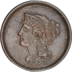 1854 1C Braided Hair Cent no Stars J-161 PCGS PR62BN (PHOTO SEAL) - Picture 1 of 4