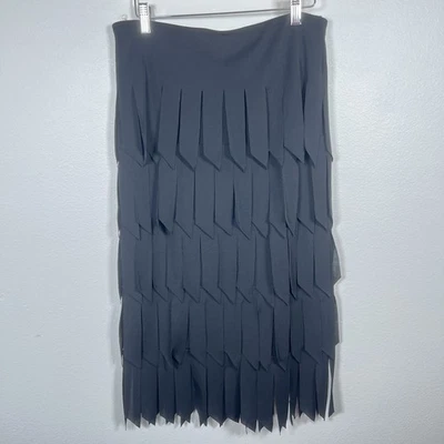 Falda midi vintage Tadashi años 90 talla L flecos en capas bruja gótica elástica negra Foto 1 de 4