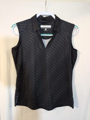 Polo Pebble Beach Dry Luxe S sin mangas negro atlético golf tenis pickleball Foto 1 de 3