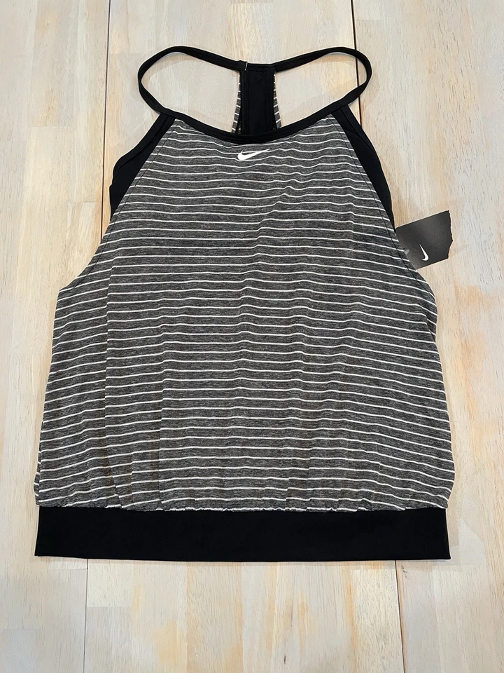Nike Women’s Black & White 2-in-1 Tankini Top Sports Bra #NESS8216 Size M