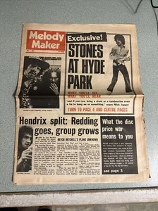 July 1969 Melody Maker Jimi Hendrix Rolling Stones Led Zeppelin Hyde Park + Ads - Picture 1 of 8
