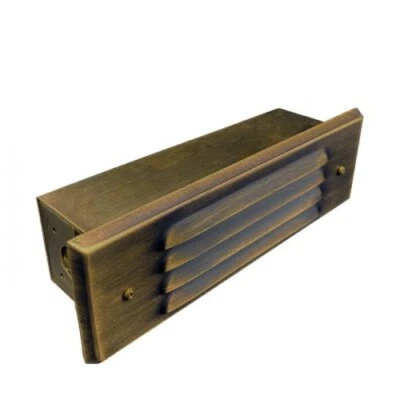 Outdoor Step Light Louvered Brass Faceplate Brass Box LED Low Voltage Patio Lamp - Image 1 of 4