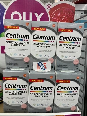 AiWaWa CA, (CANTIDAD:6), Centrum Select MUJER/HOMBRE 50+ Multivitamínico 60 Comprimidos Masticables Foto 1 de 4
