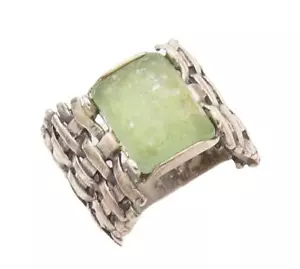 925 Sterling Silver Vintage Ring ISRAEL Solid Trellis Roman Glass Sz 8.5 RG28587 - Picture 1 of 8
