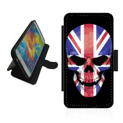 Union Jack Skull Phone Case Wallet UK flag flip cover United Kingdom UKJ1 - Image 1 of 3