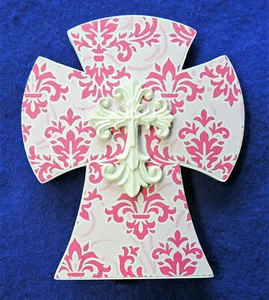 Christian Cross Decorative Pink Medallions Decoration No Backing Little River - Picture 1 of 1