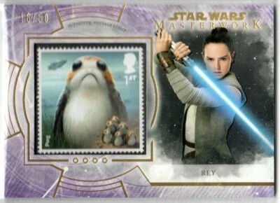 STAR WARS 2018 TOPPS MASTERWORK ROYAL MAIL STAMP PURPLE S-PR REY PORG 16/50 - Image 1 of 2