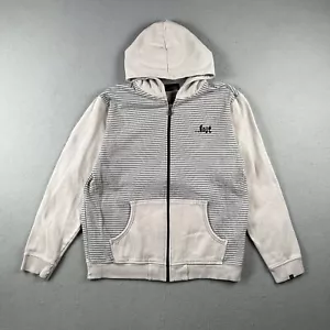 Lost Skateboard Hoodie Men’s Medium Tan Striped Full Zip Surf Sweatshirt - Picture 1 of 23