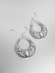 Pendientes colgantes CLÁSICOS ligeros de diseño plata filigrana media luna cadena 2402 - Imagen 1 de 1