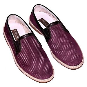 Dolce & Gabbana Mens Loafers Shoes Purple Goatskin Leather Breathable 7 US 40 EU