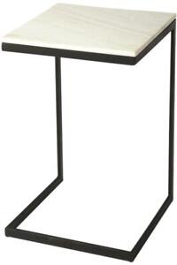END TABLE SIDE MODERN CONTEMPORARY WHITE DISTRESSED BLACK BRASS PINE CREAM 