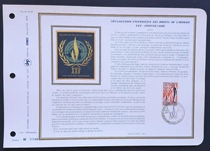 Feuillet DAP 1er jour 127 Soie 1973 Déclaration des droits de l'homme - Picture 1 of 1