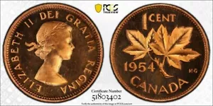 Canadá PL 1954 un centavo gema graduación profesional PL 66 ¡Cámara de la mejor calificación! - Imagen 1 de 1