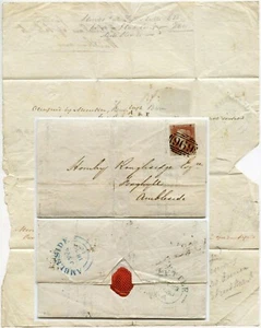 GB QV 1850 SETTLE GREEN BLUE + AMBLESIDE BRIGHT BLUE + 696 INVERTED NUMERAL - Picture 1 of 3