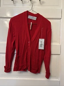 New NWT Erika Purple Red Button Up Cardigan Sweater sz Small With Pockets - Picture 1 of 3