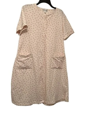 MISS ELAINE Abrigo Bata Camisón Frontal A Presión Flor Mujer Rosa Bolsillos M Foto 1 de 4