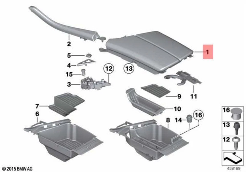 Reposabrazos delantero medio cuero genuino BMW M5 F10 sedán 51168050274 Foto 1 de 1