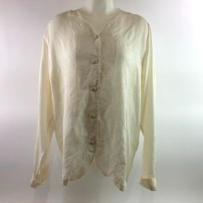 Camisa Blusa Anna & Frank Talla Grande Manga Larga Botón Estampado Paisley 100% Seda Foto 1 de 4