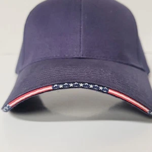NEW OTTO Collection Cap Hat Navy USA Flag Edge/Trim 6 Panel Hook Loop Baseball - Imagen 1 de 14
