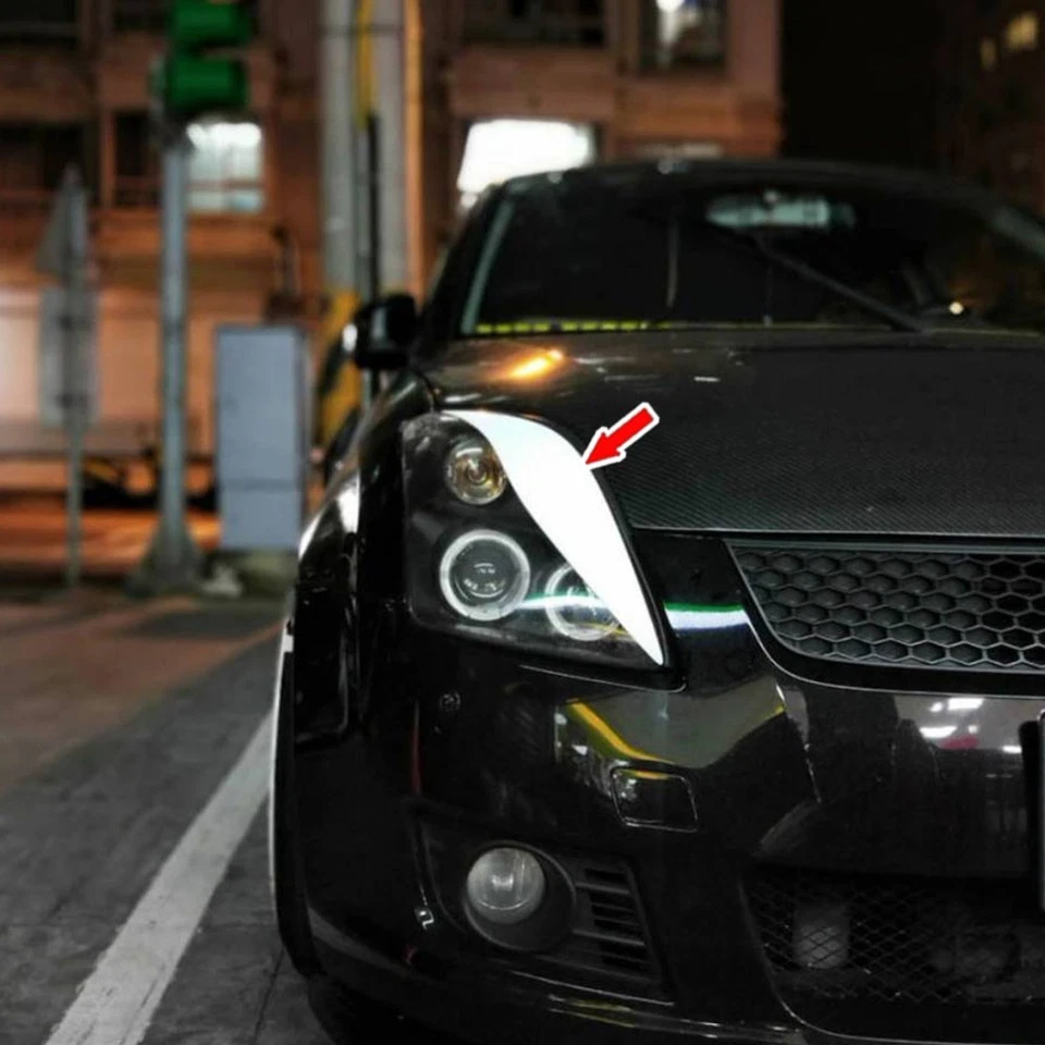Glossy Black Front Headlight Eyebrow Eyelids For SUZUKI SWIFT 2th 2004-2010 - Image 1 of 4