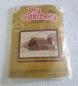 Sunset Designs Vtg Jiffy Stitchery Spring Barn Crewel Embroidery Kit 780 Sealed - Picture 1 of 2