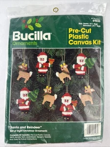 Bucilla Ornaments Needlepoint Kit 8 pc Santa & Reindeer Holiday Christmas Tree - Picture 1 of 7