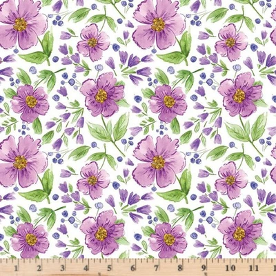 Plum Petals Main Cloud Floral C15640-CLOUD  Cotton Fabric By half yard - Image 1 of 2