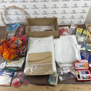 Sewing Craft Supplies Lot Fabric Needles Pins Tape Maker Threader Embellishments - Picture 1 of 19