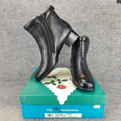 ✅ROS HOMMERSON Pom Pom Botines Mujer Cuero Negro Doble Cara Cremallera 8.5M Foto 1 de 4