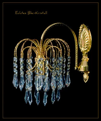 Cristallo Lampada da Parete Ottone Oriente Con Vero Cristallo On Oro O Argento - Immagine 1 di 3